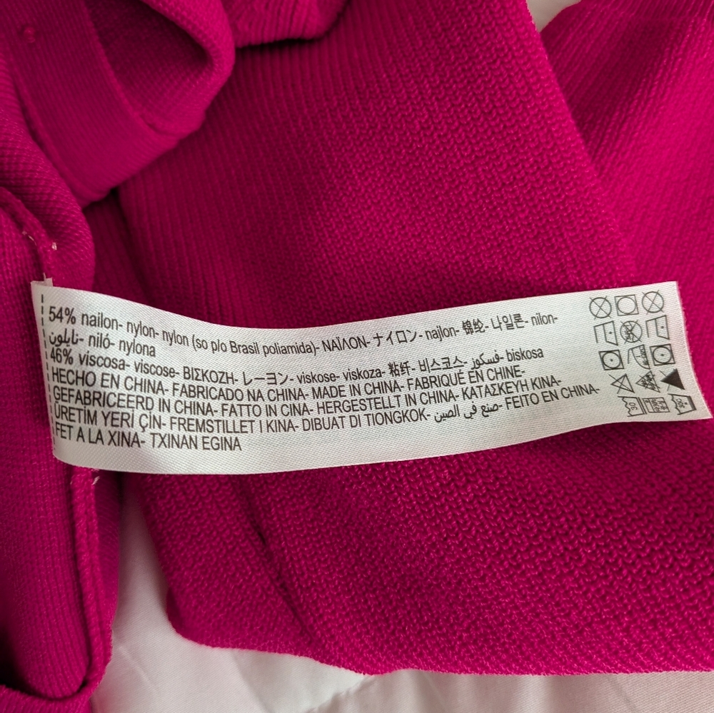Zara Womens Fuchsia Pink V-Neck Button Front Knit Cardigan Sweater Size S - Picture 4 of 5